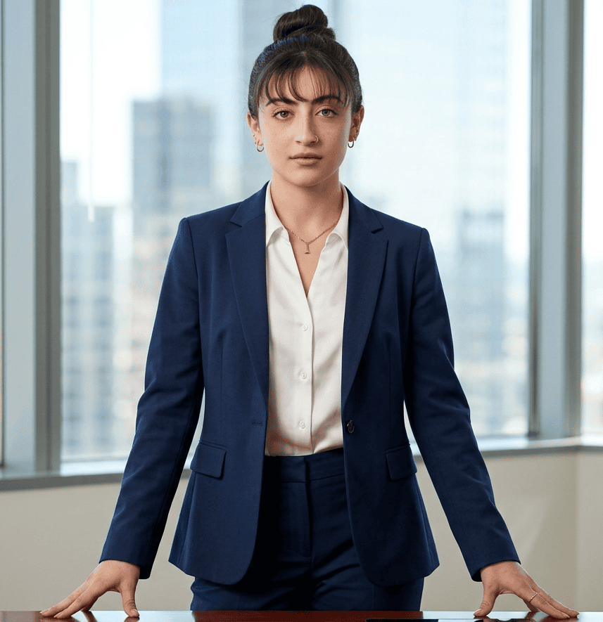 Professional AI headshot example for female executive on LinkedIn